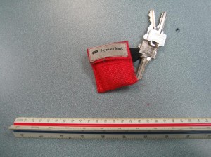 Pocket mask key chain used with First Aid Re-Certification in Windsor
